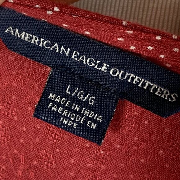 American Eagle outfitters Womens top sz L mauve pit dot bell sleeve boho peasant - Picture 7 of 10